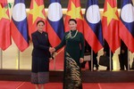 Lễ đón Chủ tịch Quốc hội Lào thăm hữu nghị chính thức Việt Nam