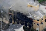 Hiện trường vụ cháy xưởng phim khiến ít nhất 23 người thiệt mạng ở Nhật Bản