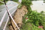 Đường trục xã ở Vũ Quang sạt lở nghiêm trọng do mưa lớn kéo dài