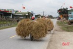 Thời tiết mưa rét, nông dân Can Lộc có thêm thu nhập từ bán rơm