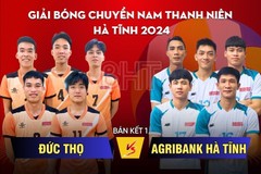Trực tiếp bán kết Giải Bóng chuyền nam thanh niên Hà Tĩnh: Agribank vs Đức Thọ