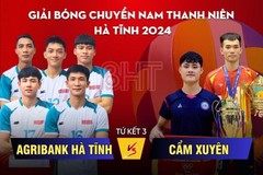 Tứ kết Giải Bóng chuyền nam thanh niên Hà Tĩnh: Agribank vs Cẩm Xuyên