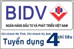 Ngân hàng TMCP Đầu tư và Phát triển Việt Nam tuyển dụng 4 chỉ tiêu