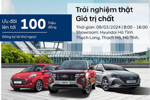 Lái thử xe Hyundai tại Showroom Hyundai Hà Tĩnh