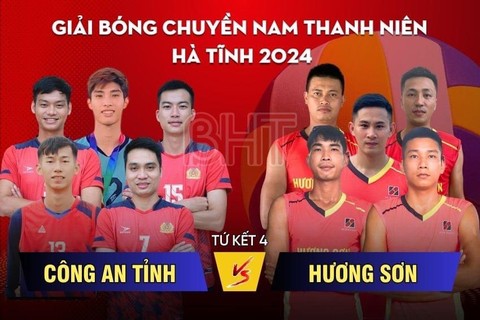 Trực tiếp tứ kết Giải Bóng chuyền nam thanh niên Hà Tĩnh: Hương Sơn vs Công an tỉnh