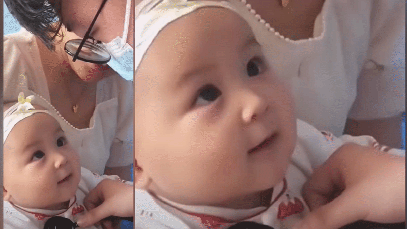Em bé liên tục nháy mắt với bác sĩ khi tiêm thuốc