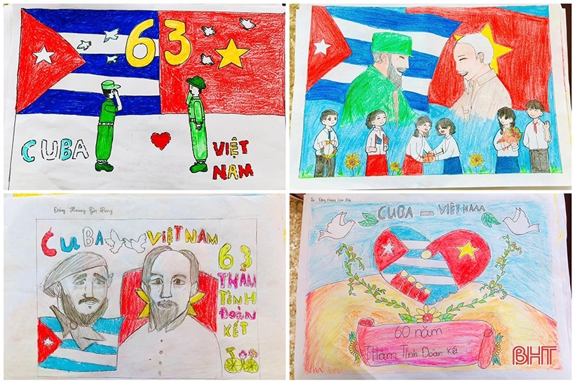Học sinh thị trấn miền núi TP Hà Tĩnh vẽ giành “Thiếu nhi nước ta - Cuba thắm tình đoàn kết”