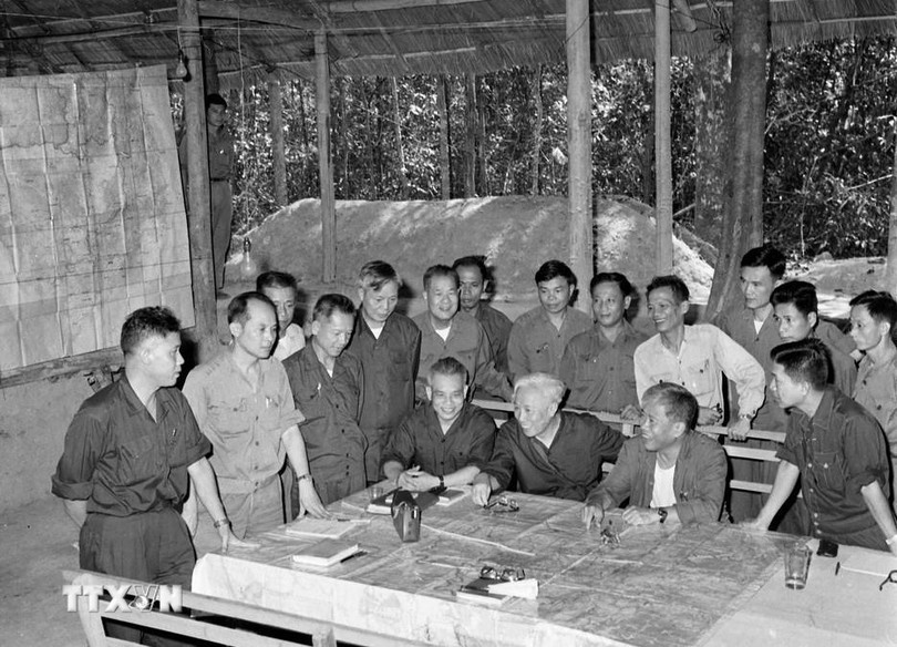 Bộ Chỉ huy Chiến dịch Hồ Chí Minh tại căn cứ Tà Thiết - Lộc Ninh (tháng 4/1975). (Ảnh: TTXVN)