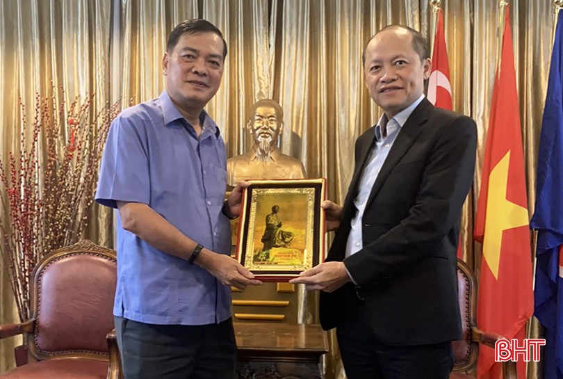 Phó Chủ tịch Thường trực UBND tỉnh Hà Tĩnh chào xã giao Đại sứ quán Việt Nam tại Singapore.